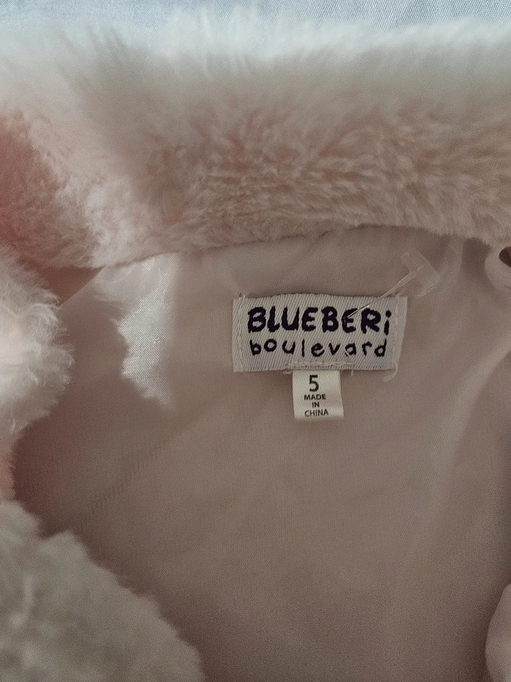 Blueberi Boulevard Light Pink Faux-Fur Girls' Coat with Decorative Buttons